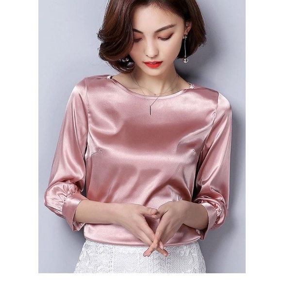 Atasan Wanita Silk Armany Lengan Panjang Terbaru/ Atasan Wanita Polos/ Blouse Silk Premium Polos Wanita/ Atasan Blouse Santai