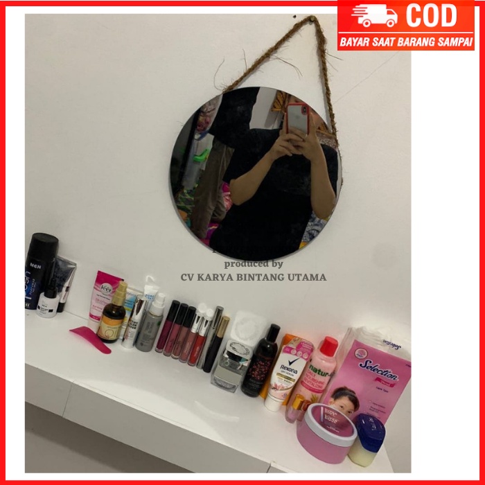 cermin tali rami cermin bulat cermin aesthetic cermin rias bundar cermin tempel dinding gantung 20cm
