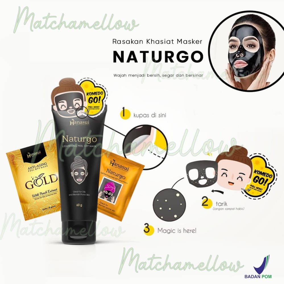 ❄️MATCHA❄️HANASUI NATURGO PEEL OF MASK/NATURGO HITAM GOLD TUBE MASKER KOMEDO ANTI AGING/MASKER TELUR