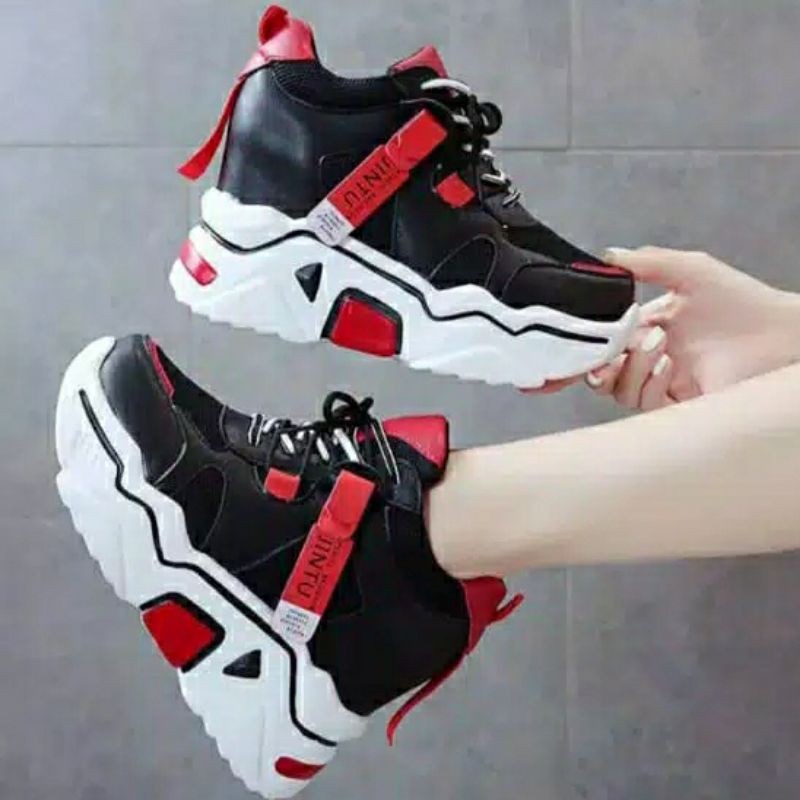 NS - SNEAKERS Wedges JINTU ORIGINAL BLACK  , sepatu wanita BR SHOP CENTER