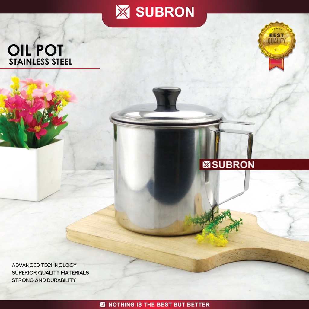 Oil Pot Penyaring Minyak Wadah Saringan Minyak Sisa Stainless Steel 1200ml 1,2l