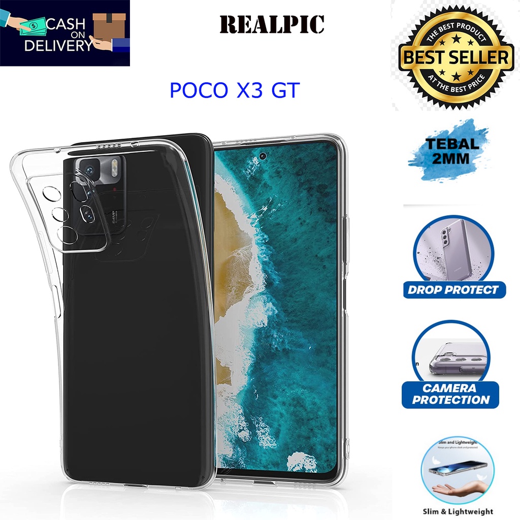 Case Xiaomi POCO X3 GT Casing Clear HD KETEBALAN 2MM BENING TRANSPARAN TPU Premium Softcase