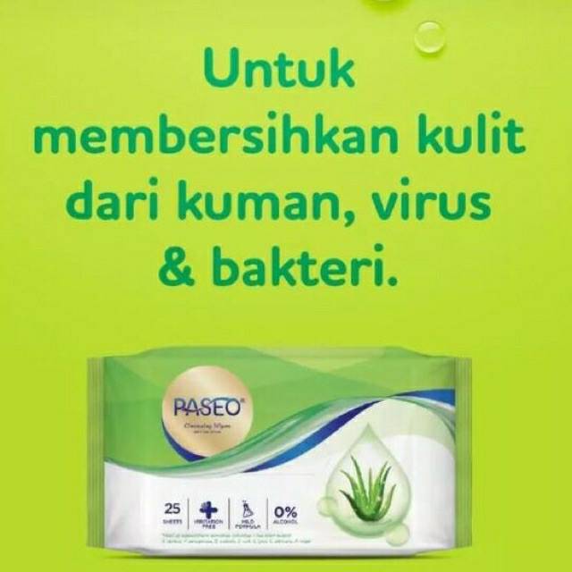 2pcs Paseo Anti Bacterial Tissue basah 25sheets