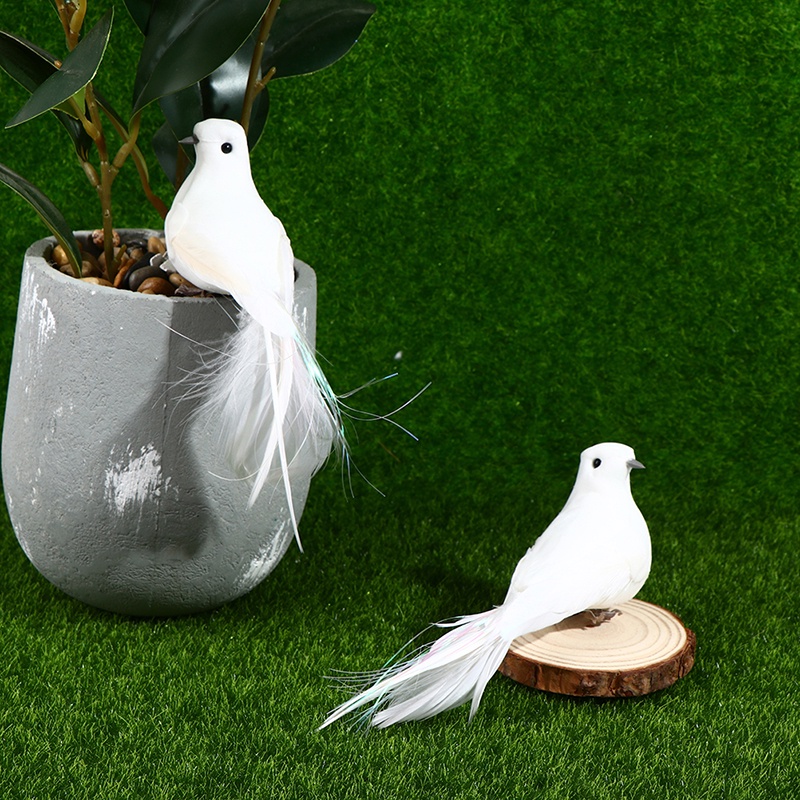 2pcs Burung Merpati Imitasi Bahan Busa Warna Putih