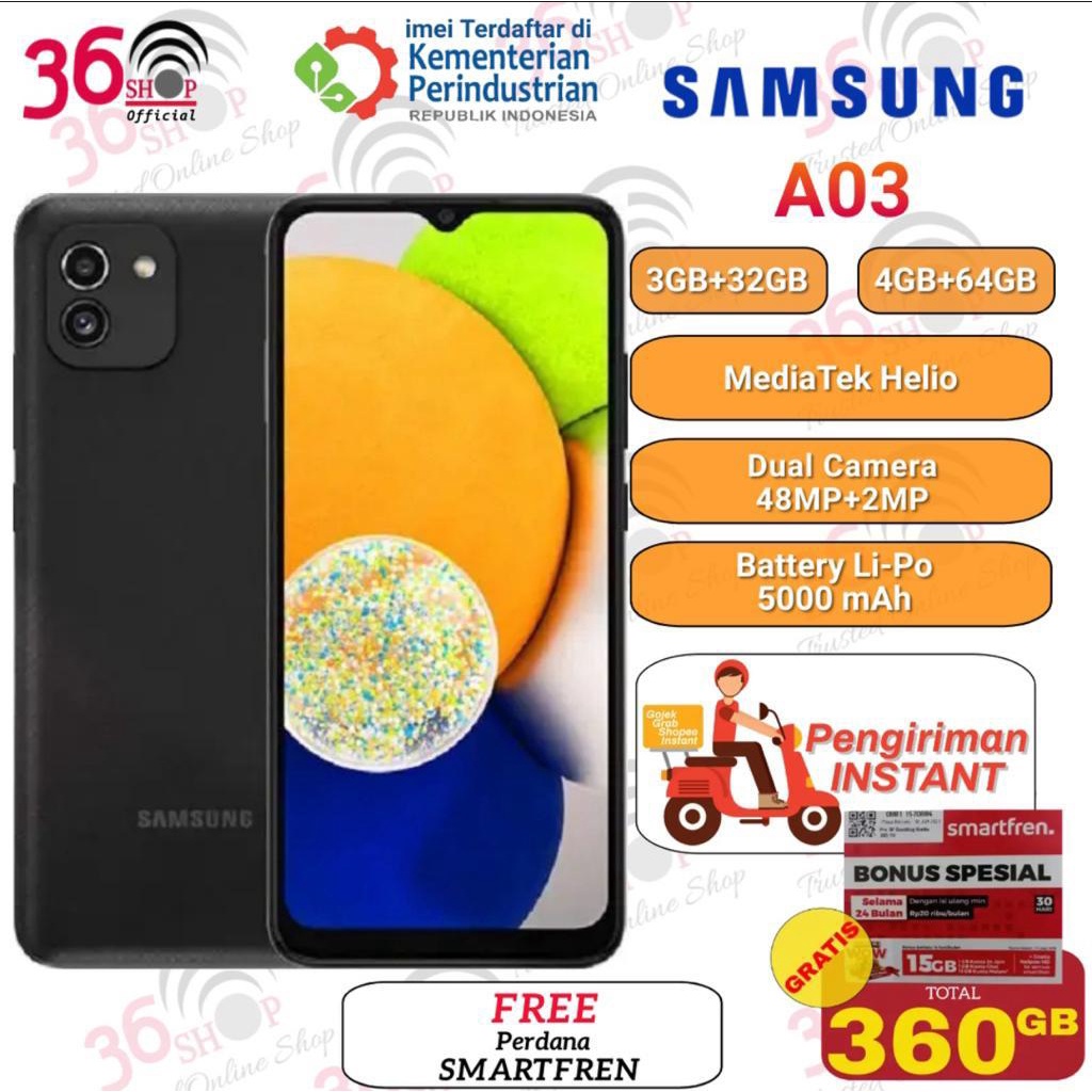 Samsung Galaxy A03 Core + Samsung A03 [3GB+32GB] [4GB+64GB] [4GB+128GB]  Garansi Resmi Samsung 1 Tahun-1
