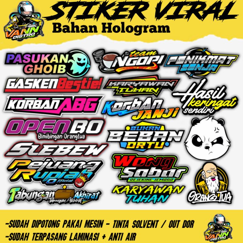 sticker kata kata / sticker hitz / sticker viral / sticker lucu  / sticker racing / ( HOLOGRAM)