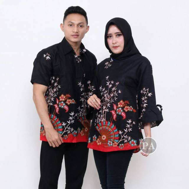 Couple Atasan Batik Pria Wanita Murah Motif Kipas