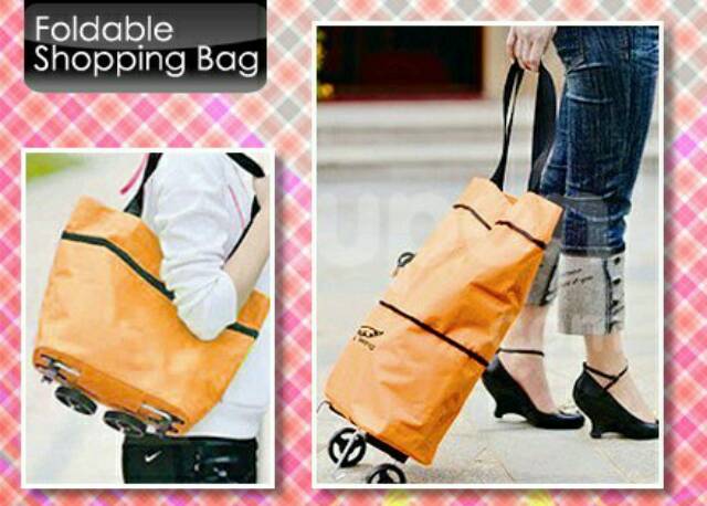 Trolley Bag shopping bag / tas belanja trolley dengam roda / ketinggian bisa diatur