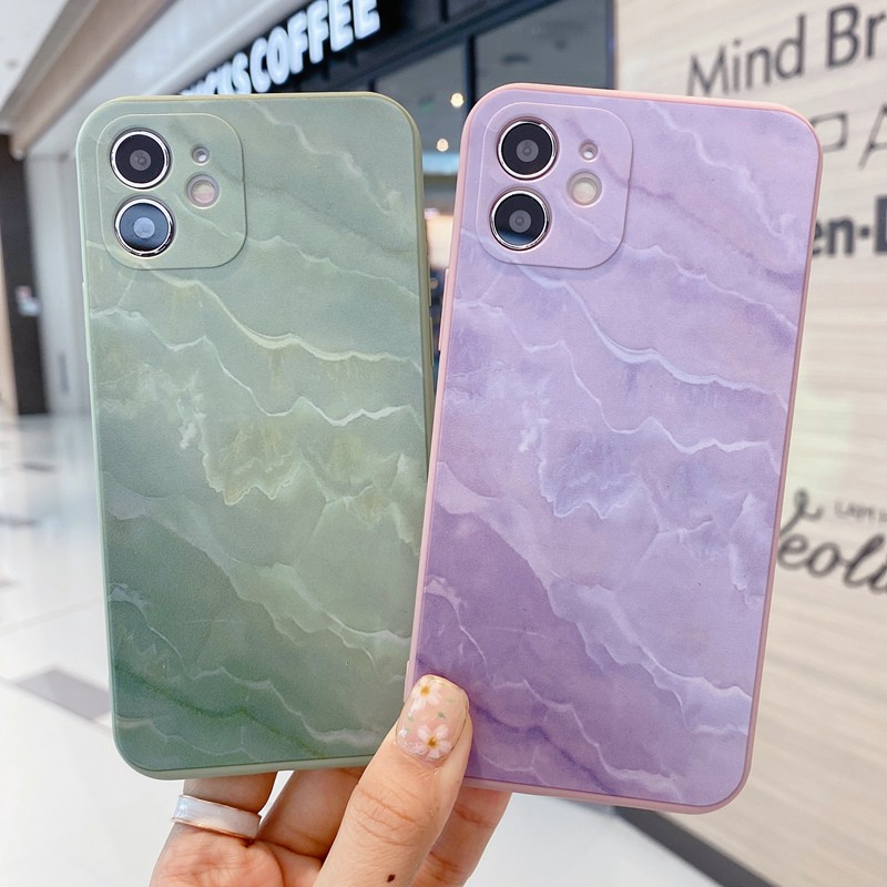 Purple & Green Marble Pattern Soft Case VIVO V5S V5 Y71 V7 Plus Y81 Y83 V9 Y91C Y91 Y93 Y95 V15 S1 Z1 Pro Y19 Y50 Y30 Y30i Y11 Y12 Y12i Y15 Y17 Y20 Y20i Y20S Y12S Y15S Casing-4