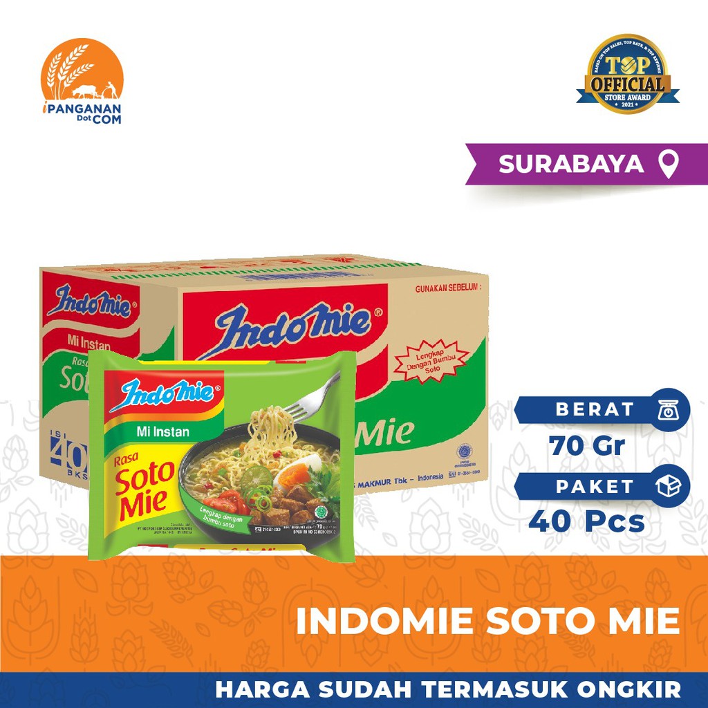

INDOMIE - SOTO MIE 70G - 1 KARTON (Harga + Ongkir) - SBY