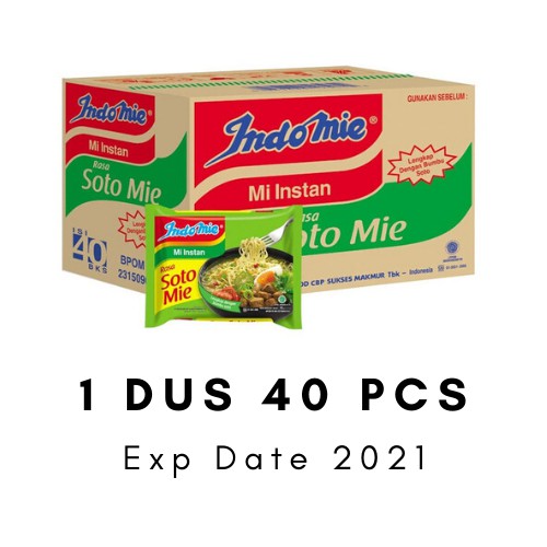 

Indomie Rebus Rasa Soto Mie atau Ayam Bawang (1 Dus/40 Pcs)