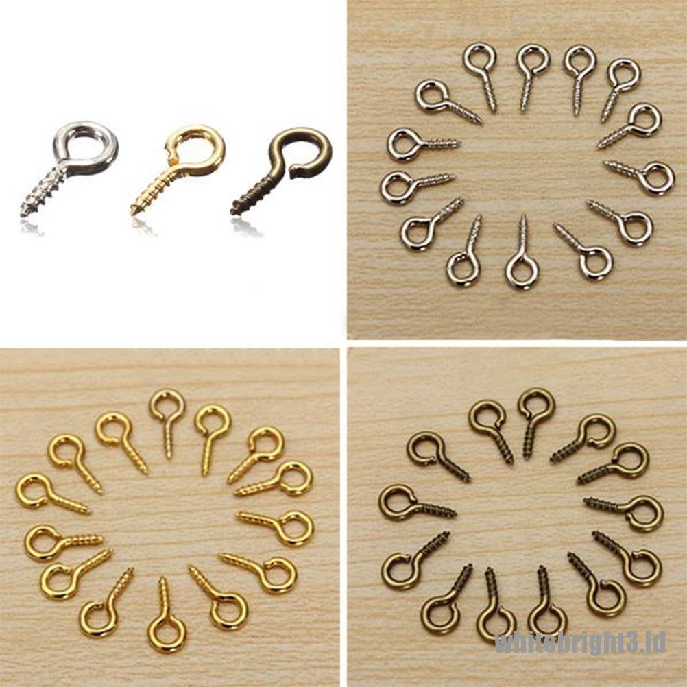 ❤White3 Warna Putih❤ 100pcs Pin Eyelets Mini Bahan Metal Warna Silver