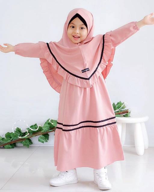 BUSANA MUSLIM ANAK .RIANA KIDS UMUR 5678 TAHUN