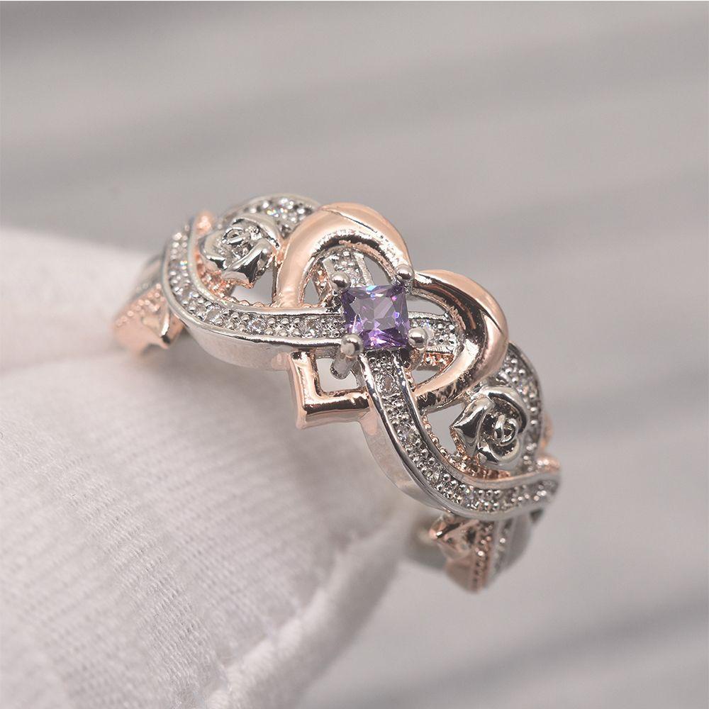 Lily Heart Ring Jewelry Cincin Cinta Desain Bunga Tunangan