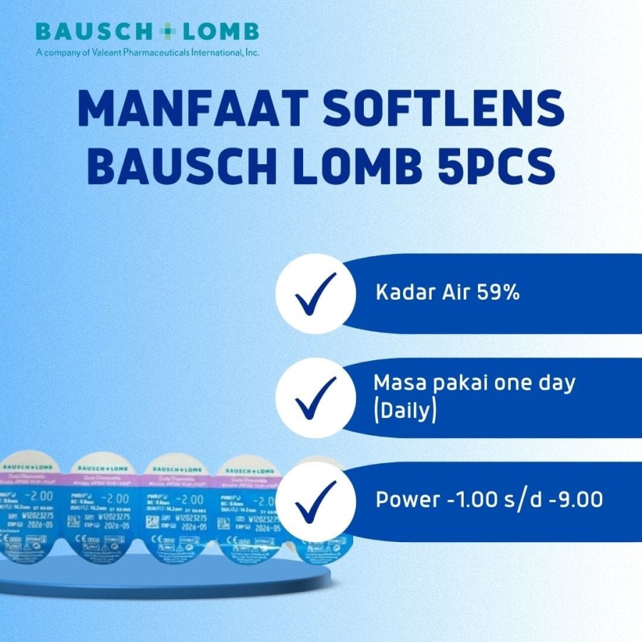 SOFTLENS BENING HARIAN BAUSCH AND LOMB 5 KEPING