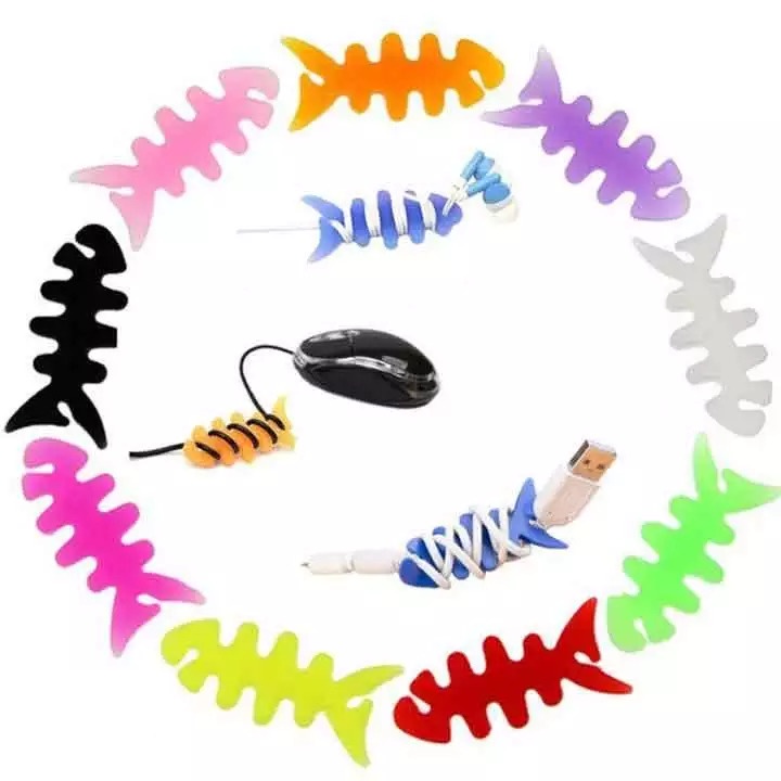 10pcs fishbone Winder Organizer Earphone Kabel cable Cord Holder Earphone cable Organizer portable fishbone Earphone Kabel winderfor Telepon Tablet Komputer Mouse Earphone Winder