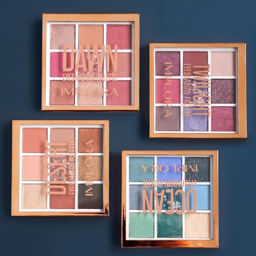 ✦SINAR✦ Implora Eyeshadow Palette - Implora NEW Eyeshadow Palette |  Desert - Dawn - Twilight - Ocean ( 9 warna )