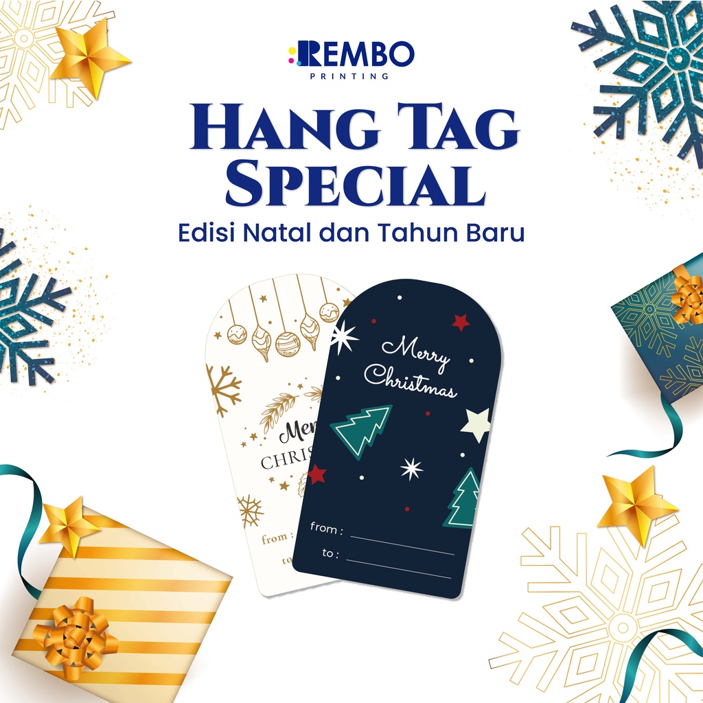 Hang Tag Spesial 5/Thank You/Kartu Ucapan/Greetings Card Edisi Natal Tahun Baru/Christmas/New Year Custom Cetak Print Murah