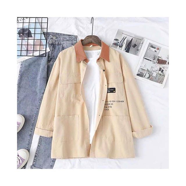 TEXAS SLEEVE JAKET PARKA WANITA BAHAN BABY CANVAS KOREA STYLE