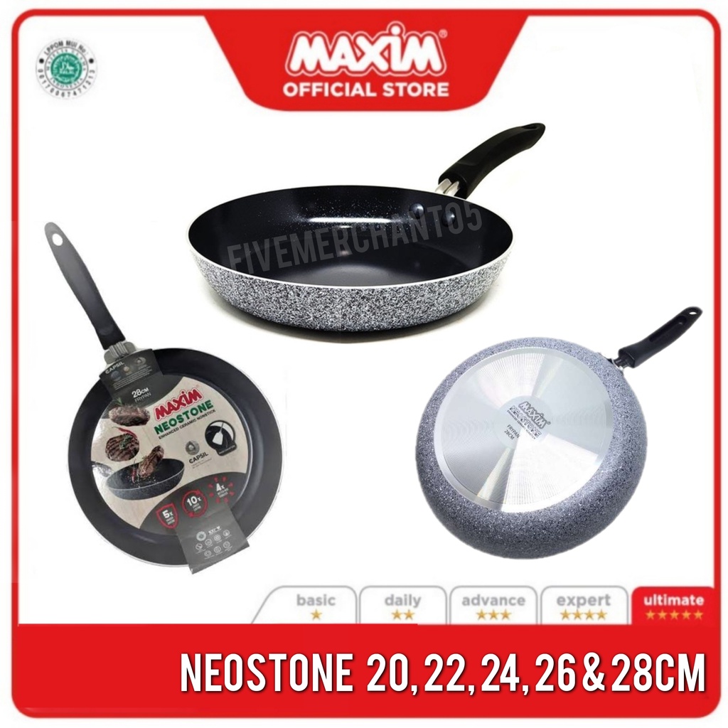 Frypan Maxim Neostone 28 26 24 22 20cm Ceramic Marble Anti Lengket Fry Pan Penggorengan Maxim Neostone