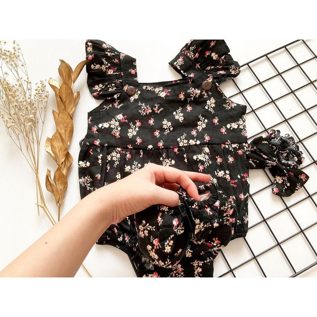 MICHELLE / MICHA / CHEERFUL kcg2 JUMPER Baju Jumper Bunga Bandana Sepatu Pergi Lucu Fashion Anak Bayi Perempuan Terlaris-black khalisa