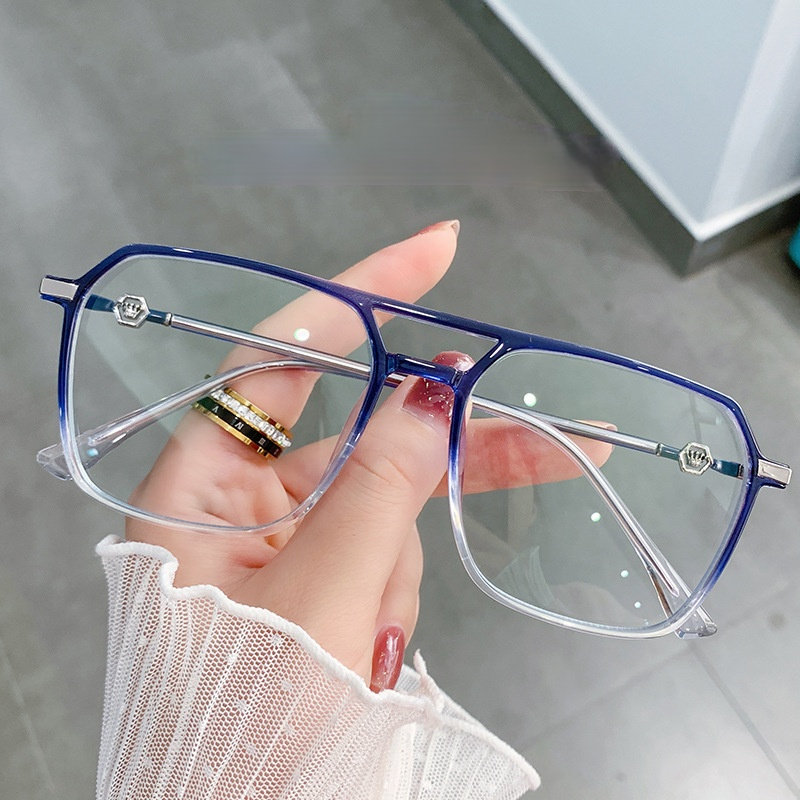 (YUZHU) COD New Fashion Anti Blue Light Oversized Frame Kacamata Lensa yang Dapat Diganti