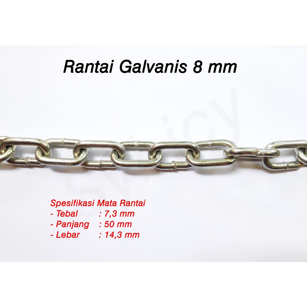 Rantai Besi 8 mm Galvanis Per Meter