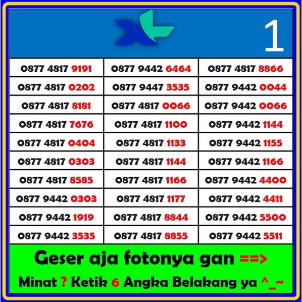 NOMOR CANTIK XL MURAH DOUBLE ABAB TRIPLE