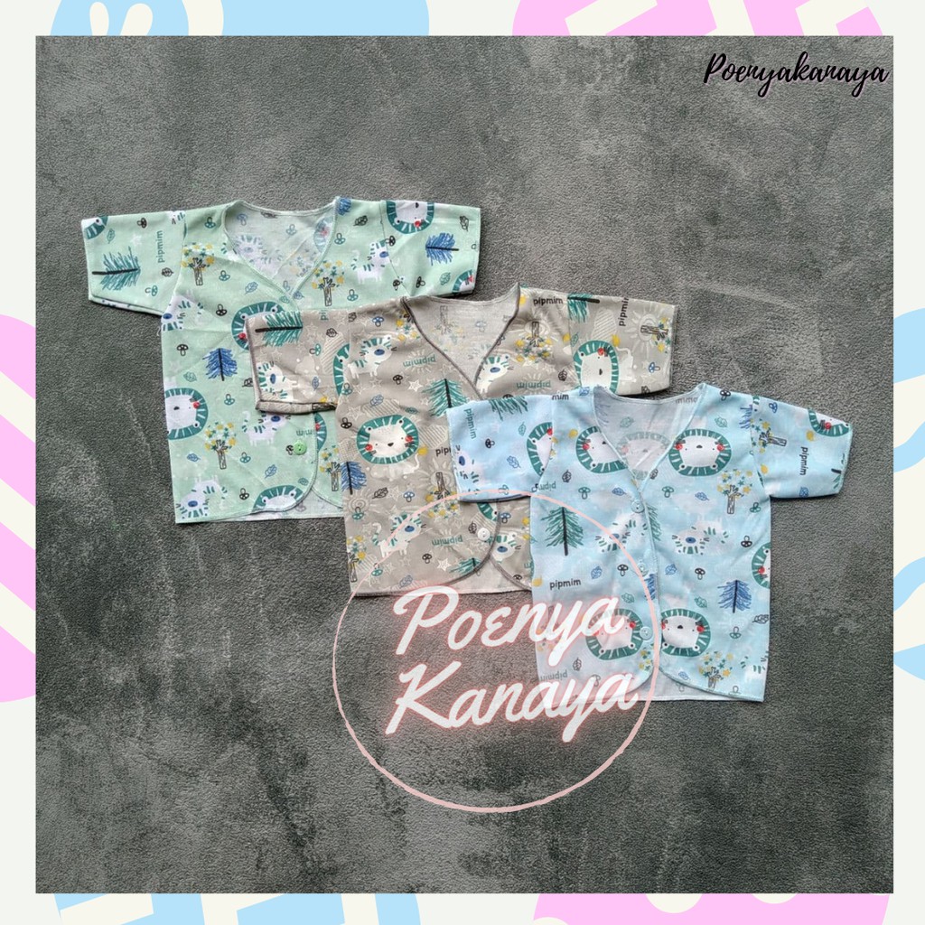 BB41 Baju Bayi Tangan Pendek Motif Warna SNI PIPMIM Newborn 0-3 Bulan-2