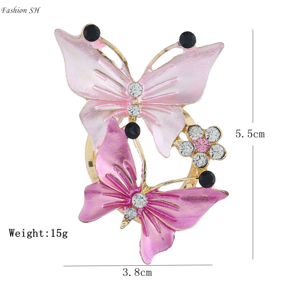 Women's Fashion Butterfly Faux Crystal Rhinestone Scarf Ring Buckle Clip M40058