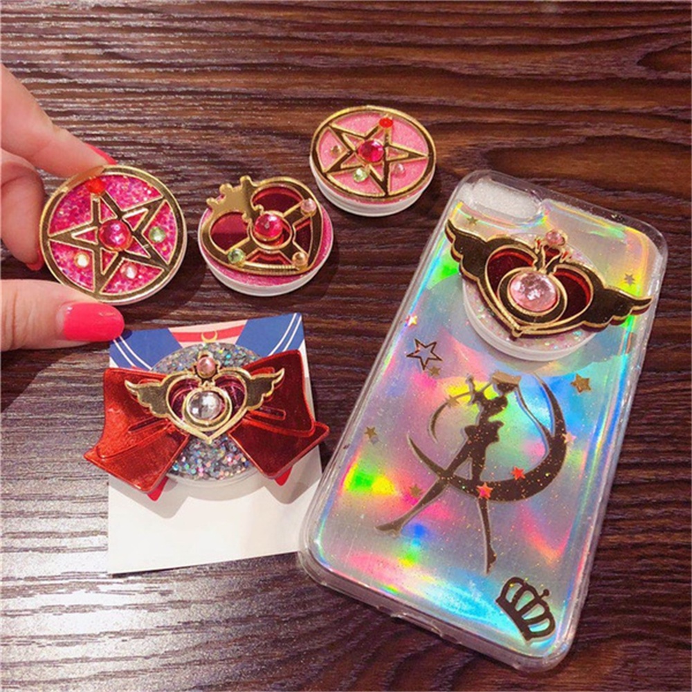 QUINTON Special Sailor Moon Mobile Stand For Girls Gifts Holder Socket Anime Sailor Moon Holder Standing Phone Accessories Creative Cute Girls Phone Holder Phone Mount Finger Ring