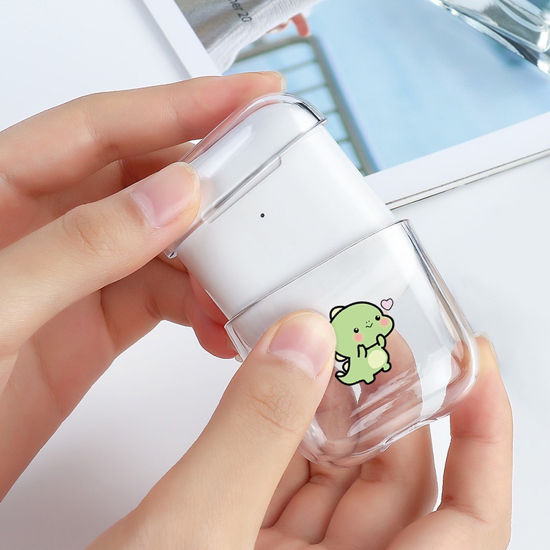 Case Transparan Motif Kartun Dinosaurus Untuk AirPods 1 2