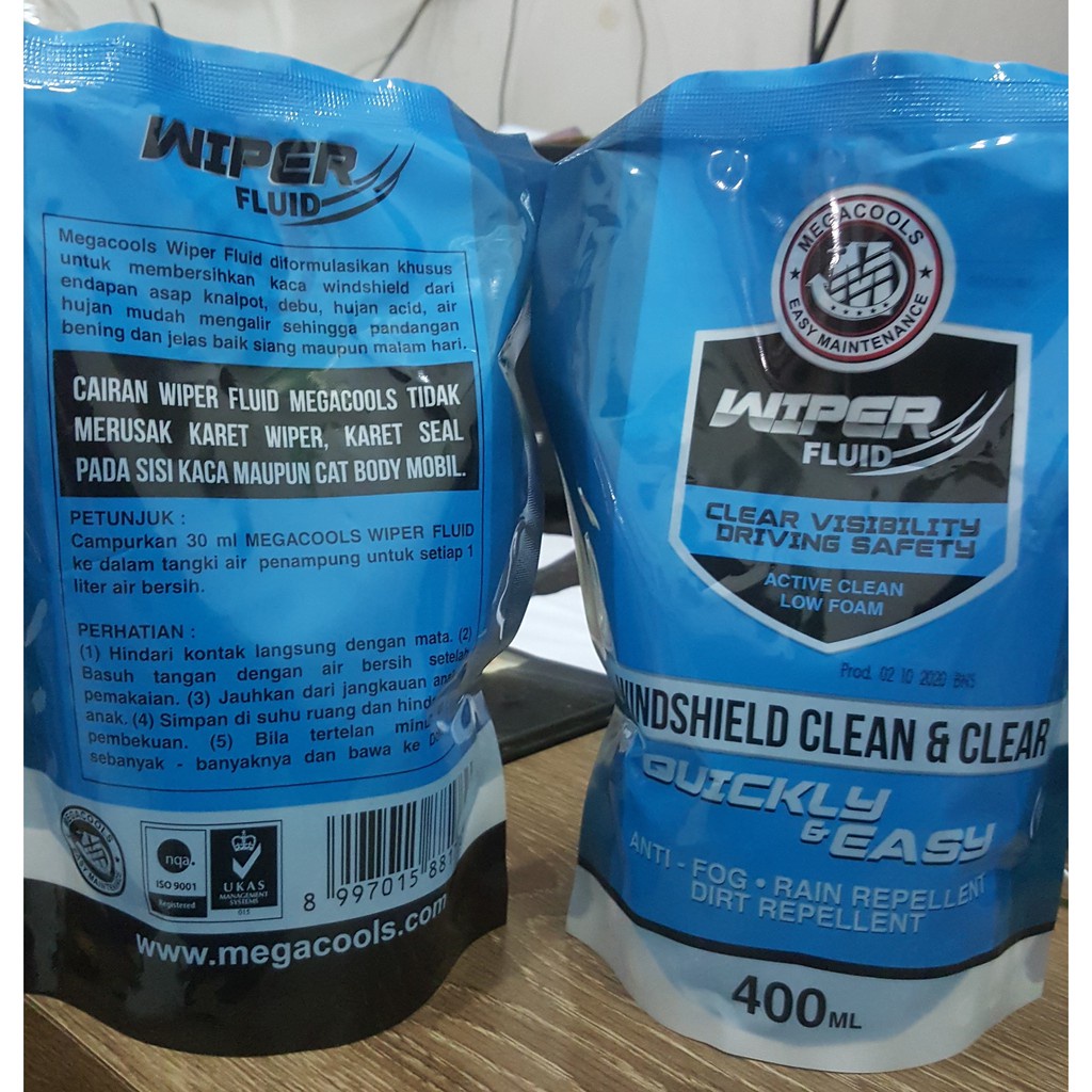 WIPER FLUID 400ML MEGACOOLS // PEMBERSIH KACA MOBIL DAN KENDARAAN LAINNYA