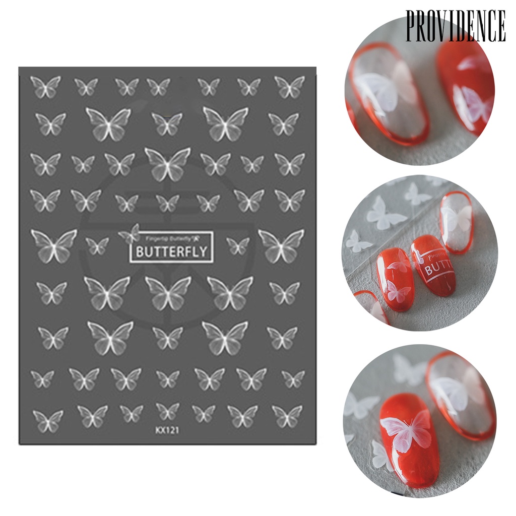 Providence Manicure Decal Universal Compact Easy to Use White Butterfly Nail Art Transfer Sticker for Women