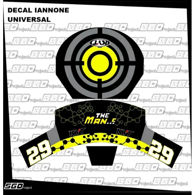 Sticker Decal helm Ianone Grey Universal For Fullface