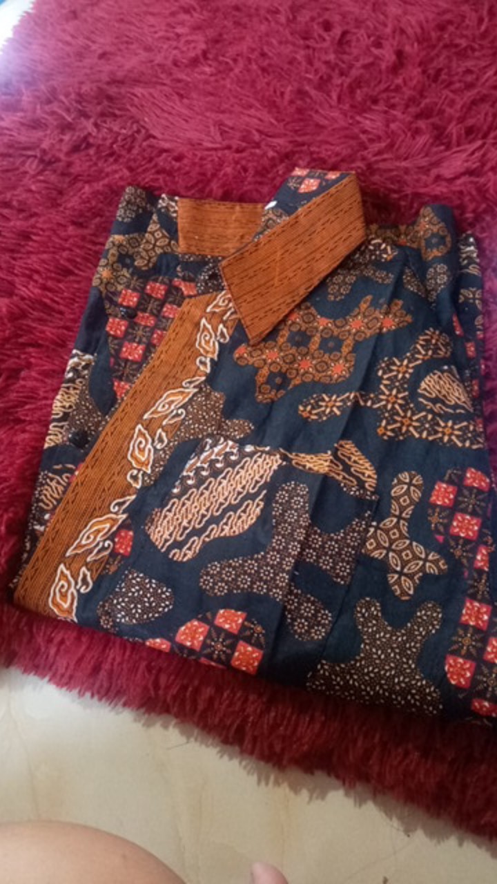 Asifa Batik Hrb026 Kenongo Kemeja Tosca Pendek Pekalongan Padi M L Xl Sogan Tulis Halus Kemeja Batik