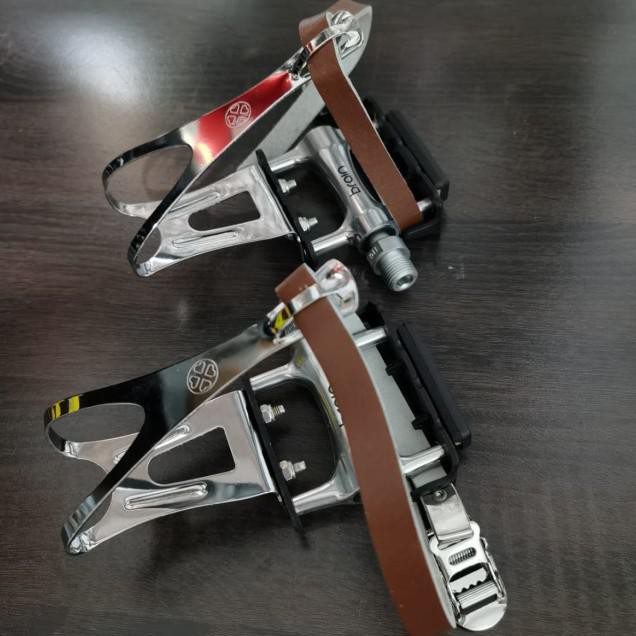 - ON SALE SPAREPART SEPEDA- PEDAL TOECLIP SEPEDA FIXIE FIXED GEAR BRAIN BROWN ,SPAREPART SEPEDA