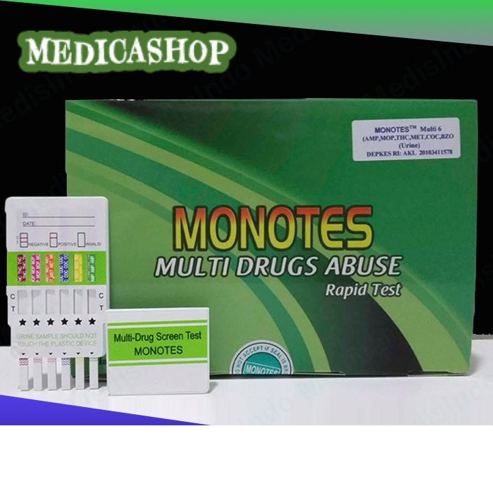 Rapid Test Monotes Multidrugs 6 ( AMP/MOP/THC/MET/COC/BZO), Urine Test Satuan