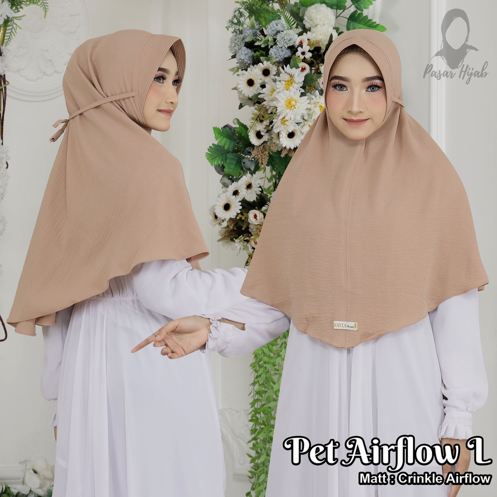 Kerudung Bergo Maryam Tali Pet Airflow Size L Hijab Instan Tali Crinkle Airflow Premium Anti Kusut Pasar Hija'b