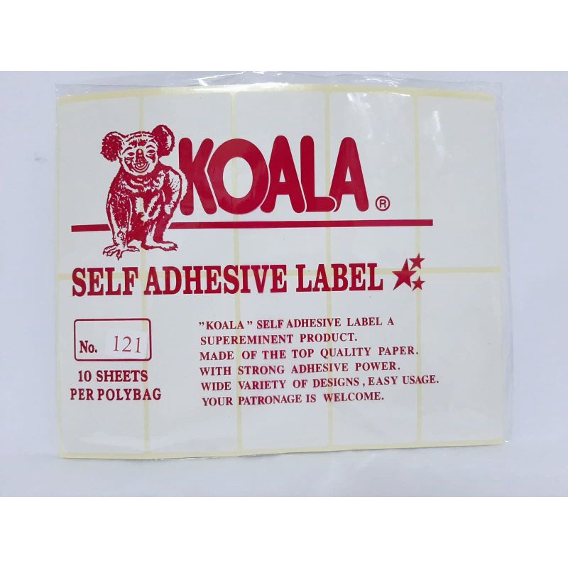 

kertas stiker label koala 121 pak isi 10