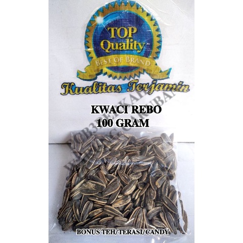 

Kuaci Rebo/Kuaci Bunga Matahari 100 gr Bonus Teh/Terasi/Candy