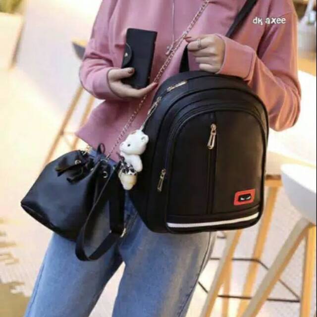 Fashion ransel 3in1  /fashion wanita /tas ransel 1set murah
