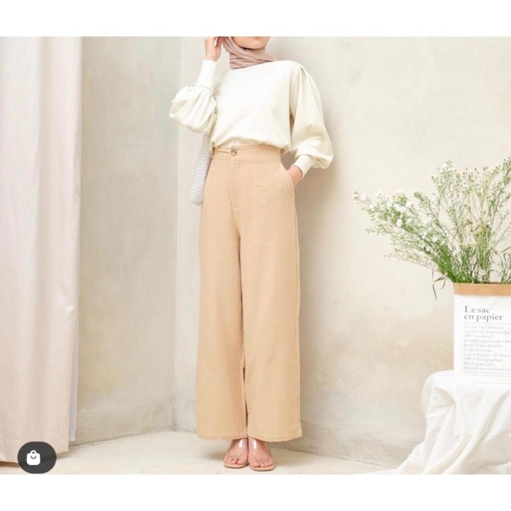 CELANA KULOT HIGHWAIST LINEN PREMIUM | CELANA KULOT WANITA TERBARU//Izdihaar_olshop