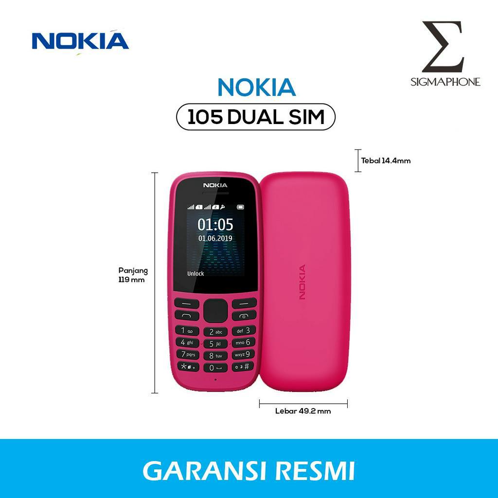 NOKIA 105 DUAL SIM RADIO FM SENTER CANDYBAR LAYAR 1.8 INCH HP MINI NOKIA 105 JADUL GARANSI RESMI-1