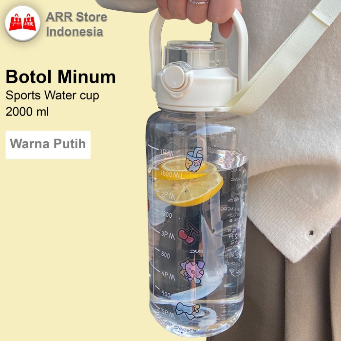 Botol Air Minum Sport 2000 ml Motivasi Portable Cup Free Stiker
