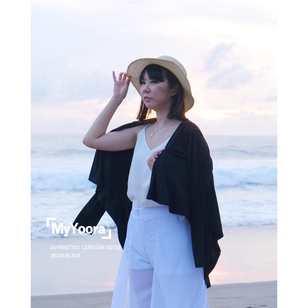 MyYoora Pocket Basic Cardigan Outer Wanita JK461/JK435/JK439-ASYMMETRIC-BLACK