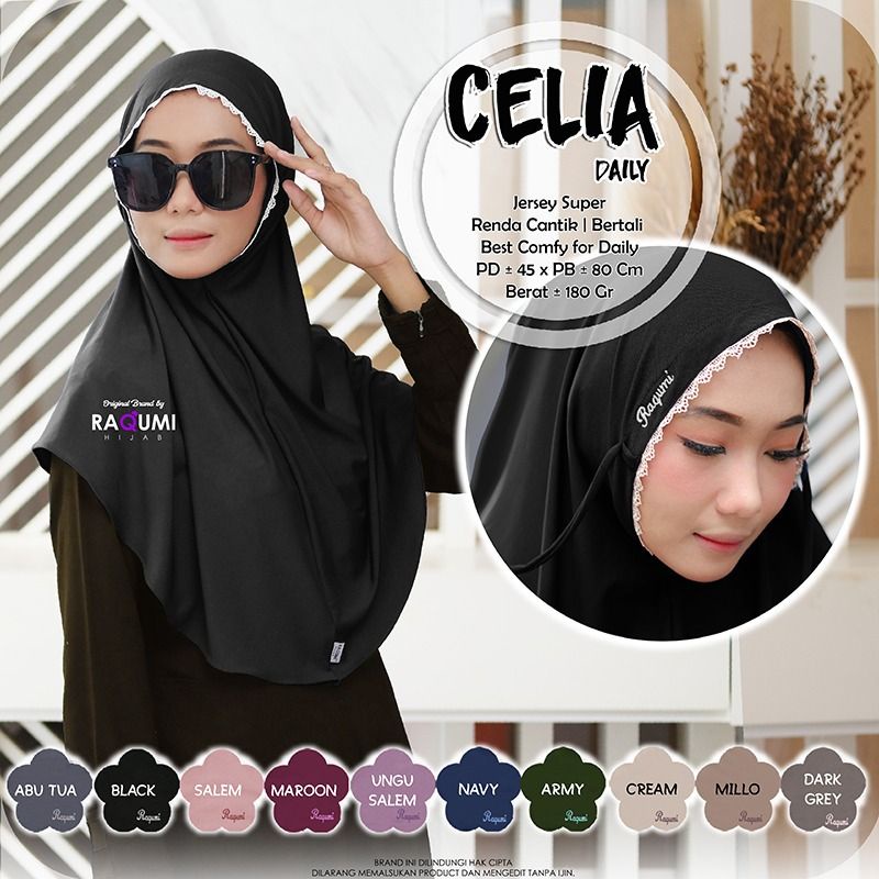 GRIZEL BIG HIJAB ORIGINAL RAQUMI | BERGO TALI RAQUMI | BERGO HITAM | JILBAB PLISKET MUKA