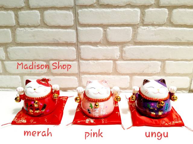 Maneki Neko Lucky Cat Zhao Chai Mao Kado Pembukaan Toko Hadiah Ultah Murah Dekorasi Imlek