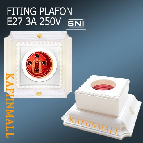 E27 3A-5A 250V Fiting Lampu Plafon Kotak Putih Bermotif