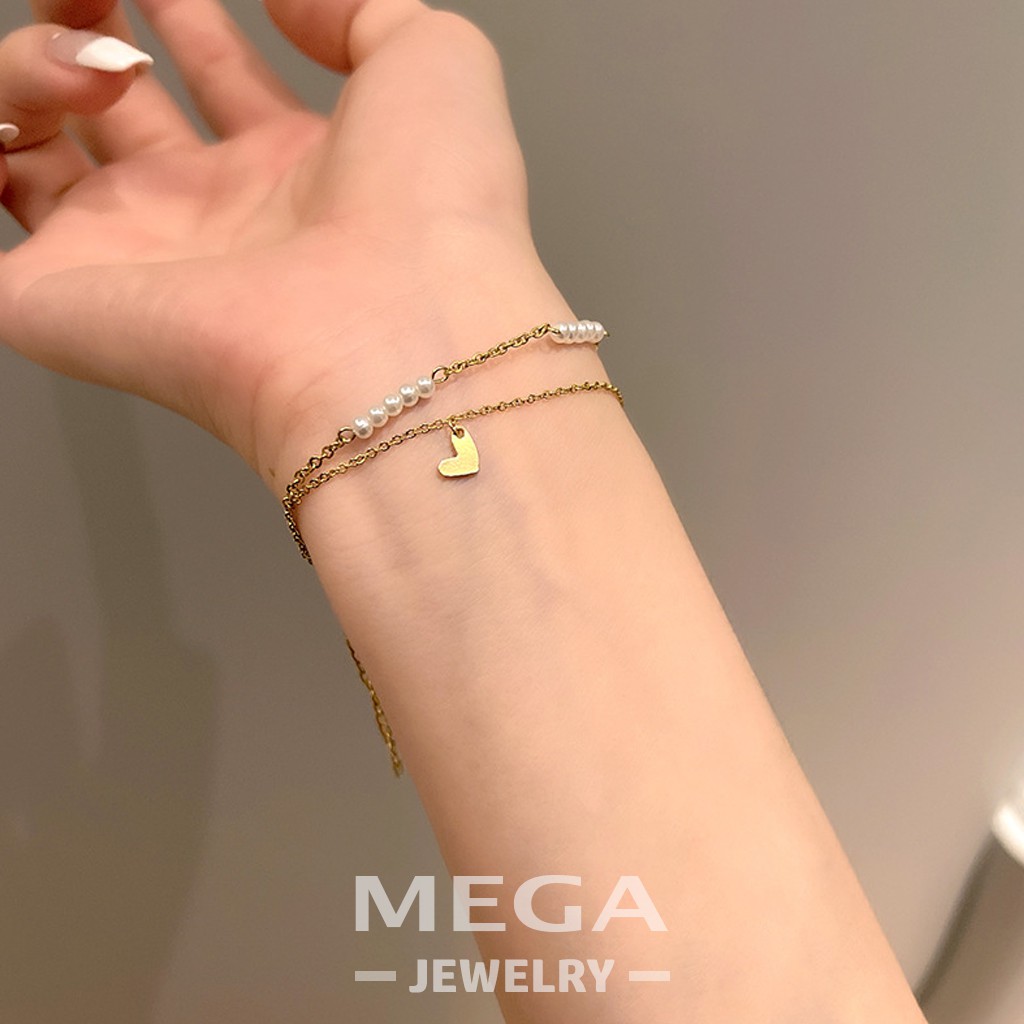 Gelang Wanita Rantai 2 Layer Titanium S141 Gold Anti Karat/Fashion Wanita Kualitas Tinggi/Perhiasan Cantik/Mega Jewelry-3